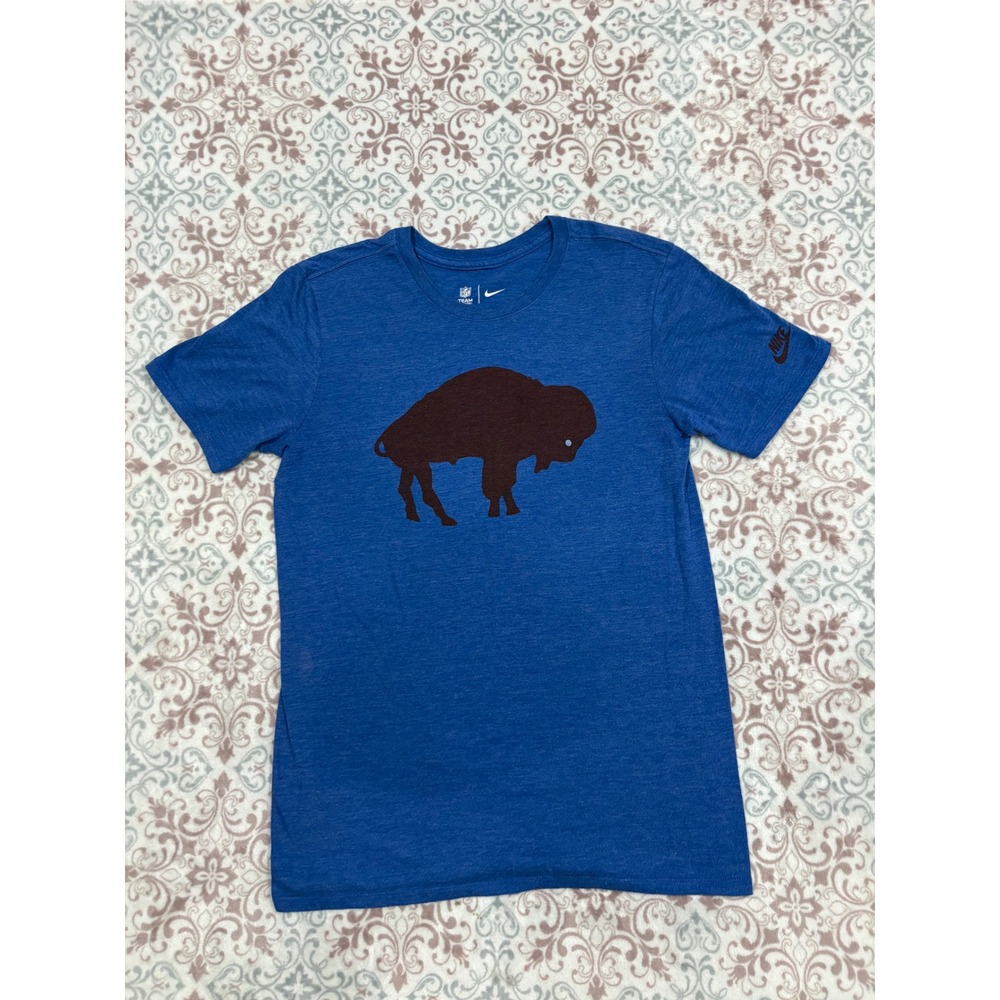Nike NFL Buffalo Bills T-Shirt Mens Small Blue Heather Tri-Blend Athletic Cut